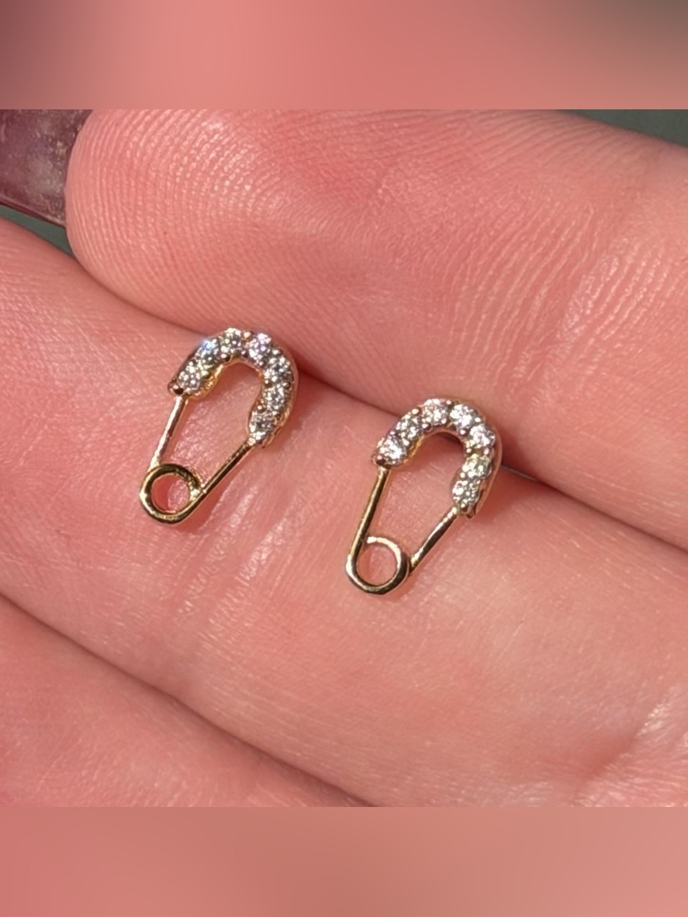 10K Real Solid Yellow Gold Natural Cubic Zirconia Stud Earrings